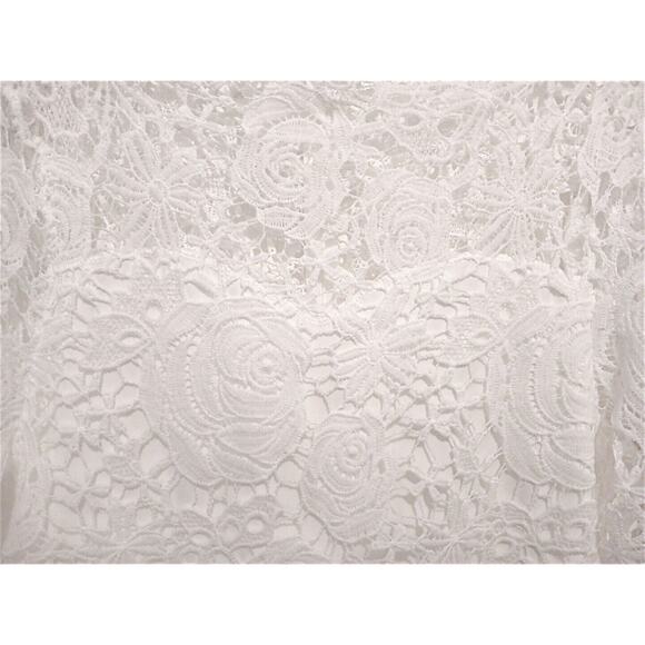 Wedding Dress Sz M Lined Simple Courthouse Elegant Rose Lace Long Sleeve Lined - Picture 2 of 16